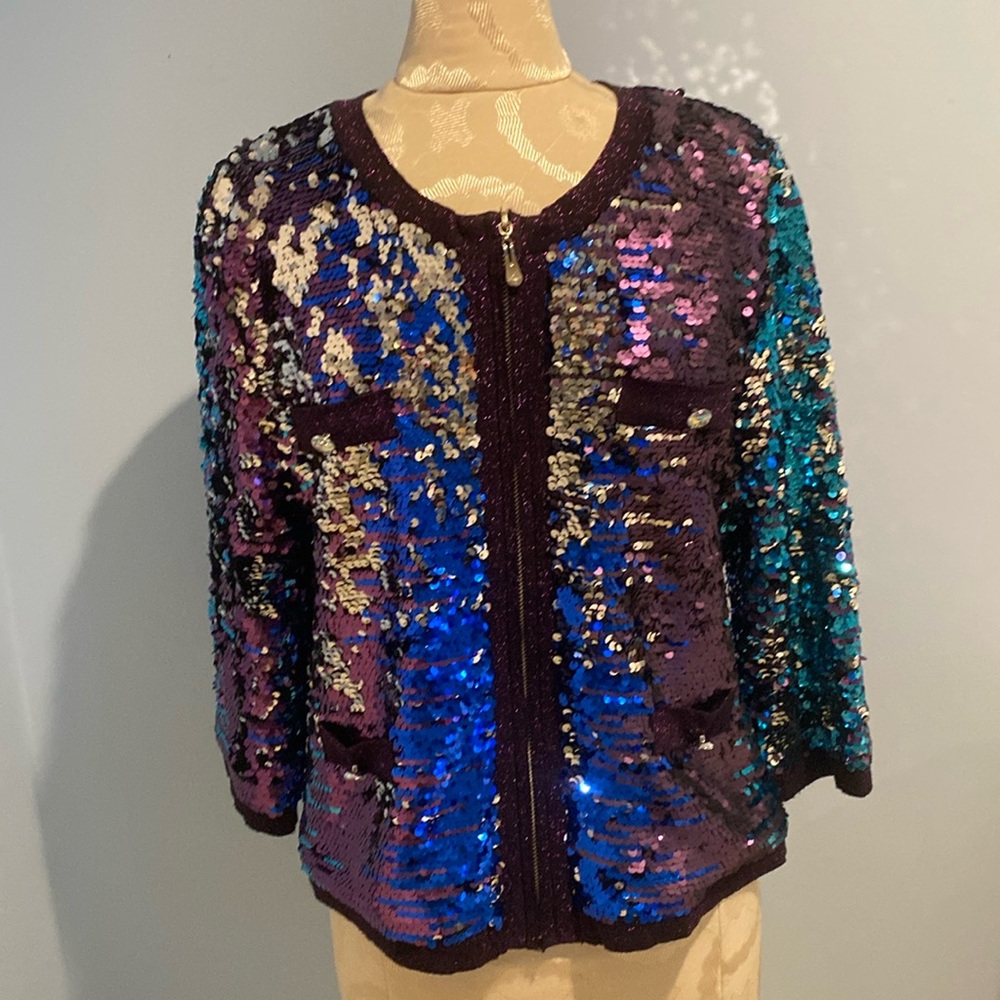 Michael Simon Purple/Blue Sequin Sweater
